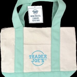Trader Joe’s Mini Pastel Green Canvas Tote Bag Limited Edition NWT
